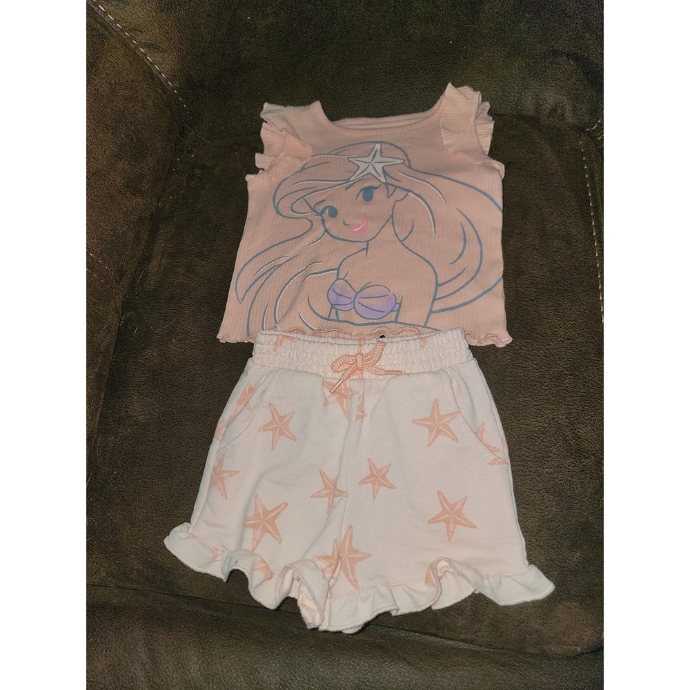 Disney the little mermaid outfit top shorts size 2t